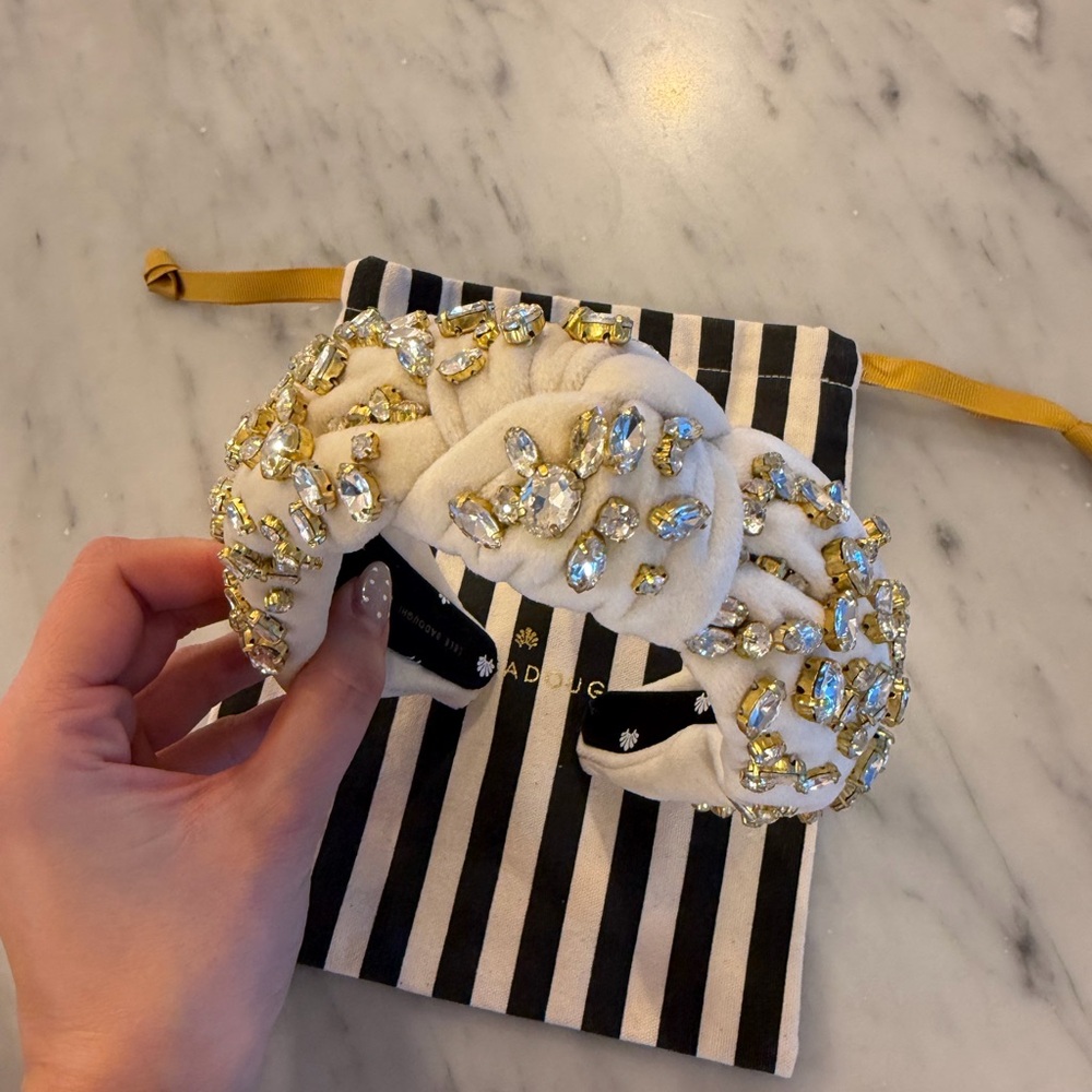 Lele Sadoughi Cream and Gold Crystal Headband - Picture 2 of 4
